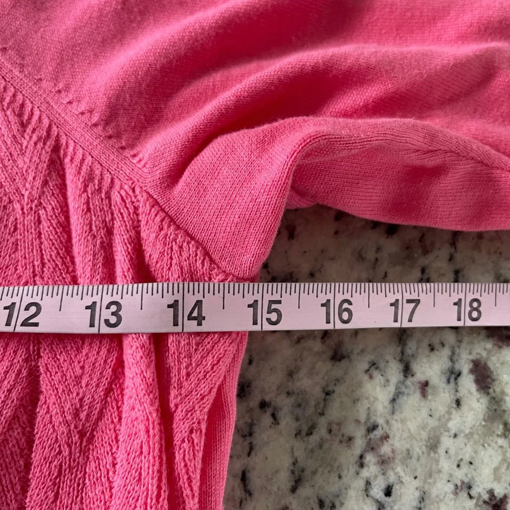 Isaac Mizrahi Live! Cardigan Women 5X Pink Barbiecore Cable Knit Open Front Long - Picture 6 of 7